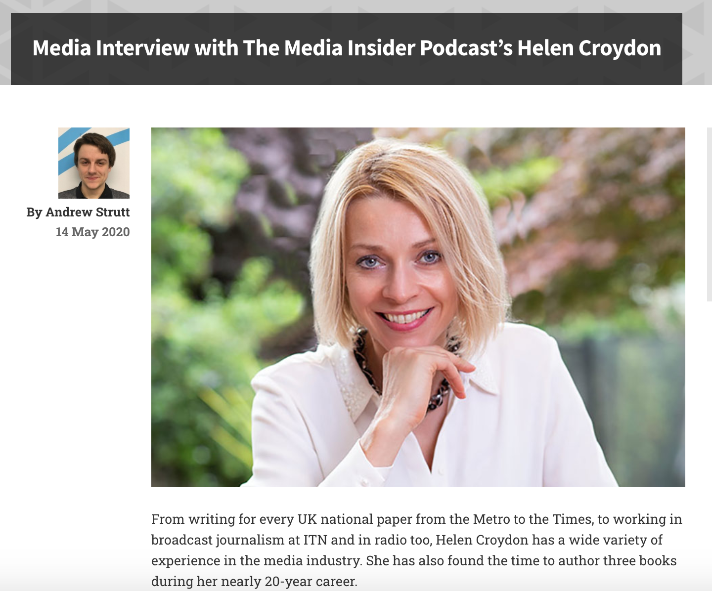 Helen Croydon talks about the aim of The Media Insider Podcast, and ...